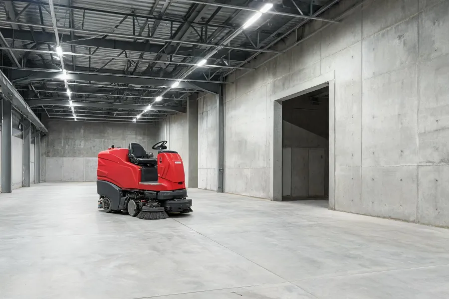 Wide scrubber compared with narrow access route